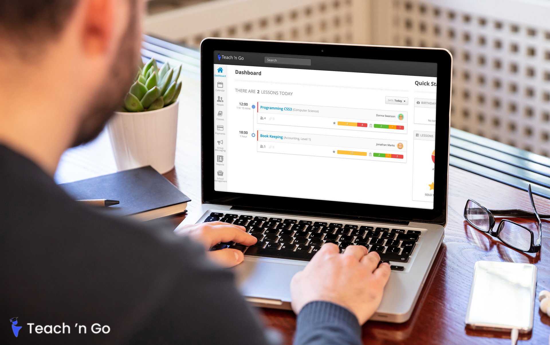 Teacher taking attendance for the whole class in Teach 'n Go.