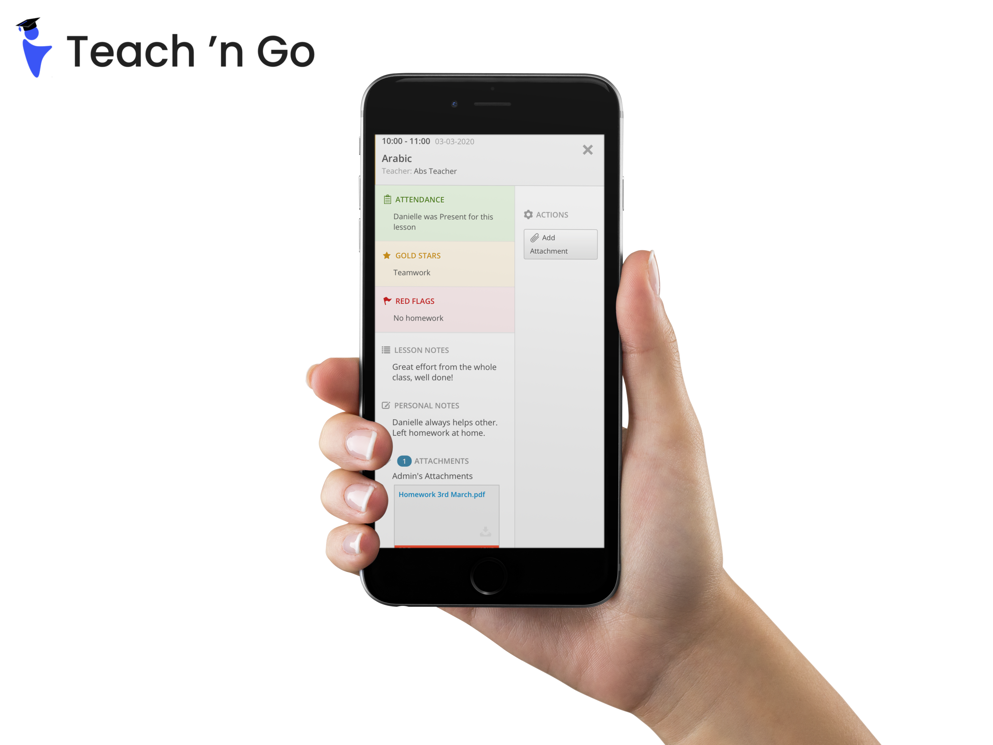 Teacher viewing their timetable on a mobile phone.