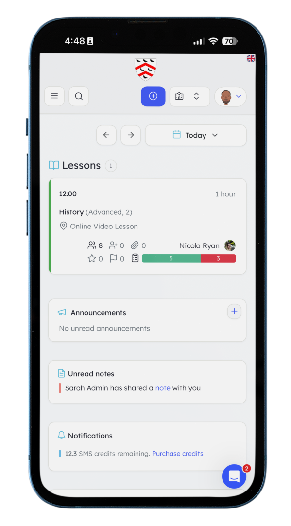 Teach ’n Go mobile app preview on an iPhone