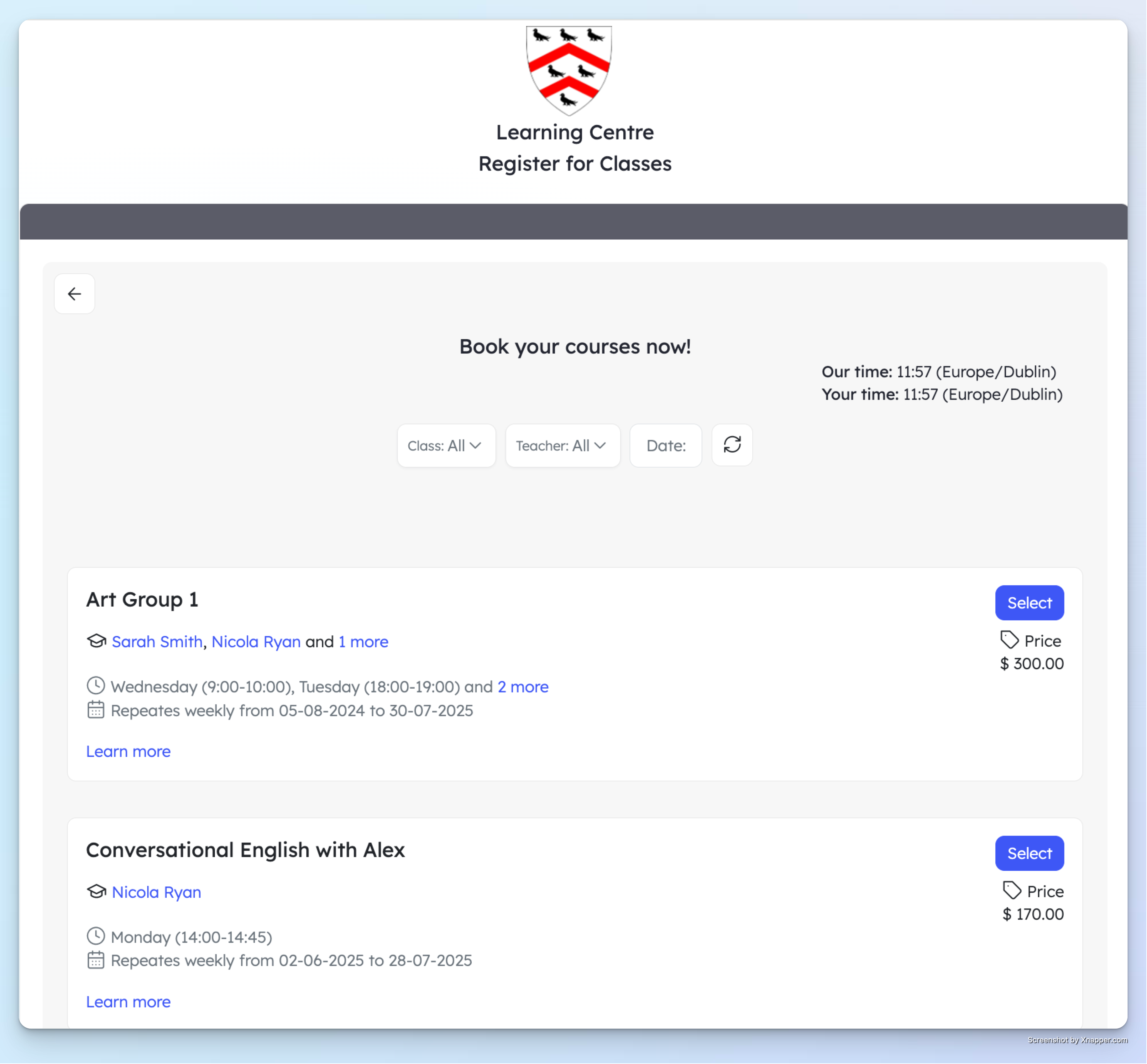 Booking system