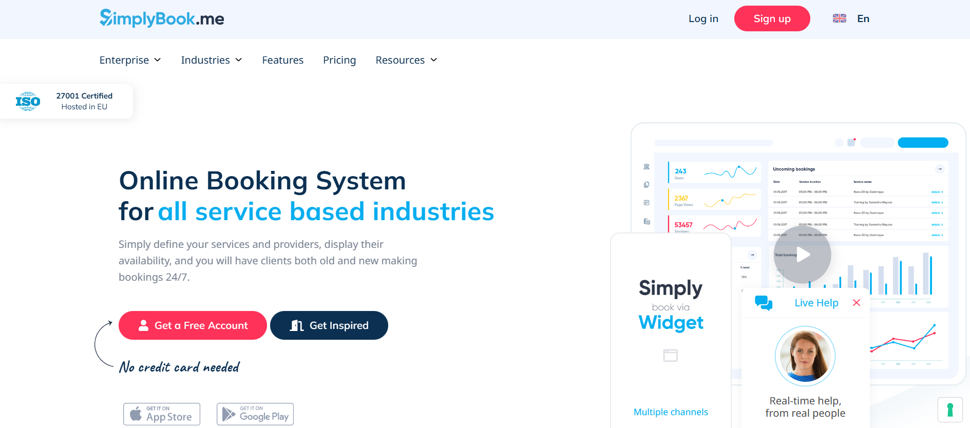 SimplyBook.me homepage screenshot
