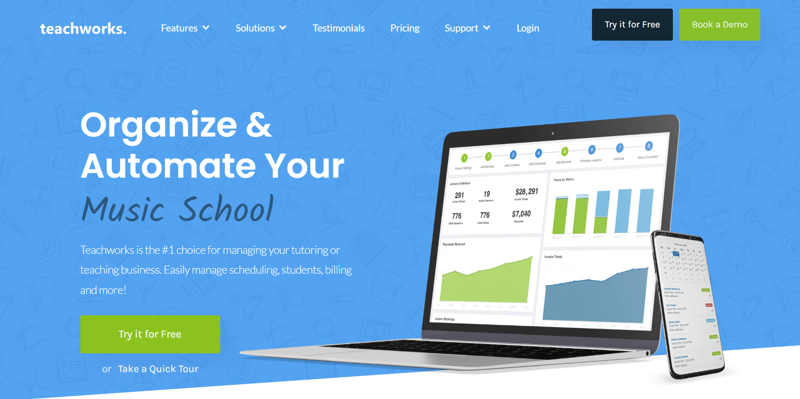 Teachworks homepage screenshot