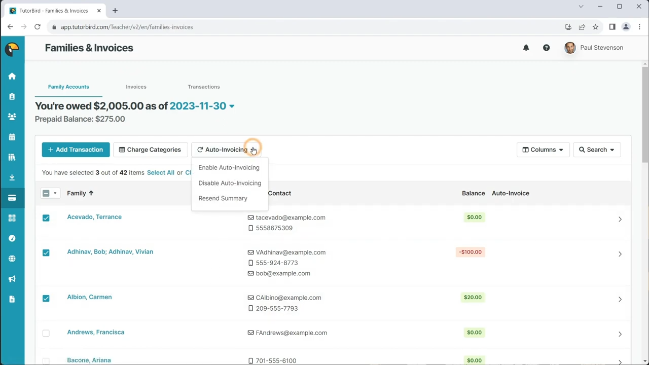 TutorBird billing example