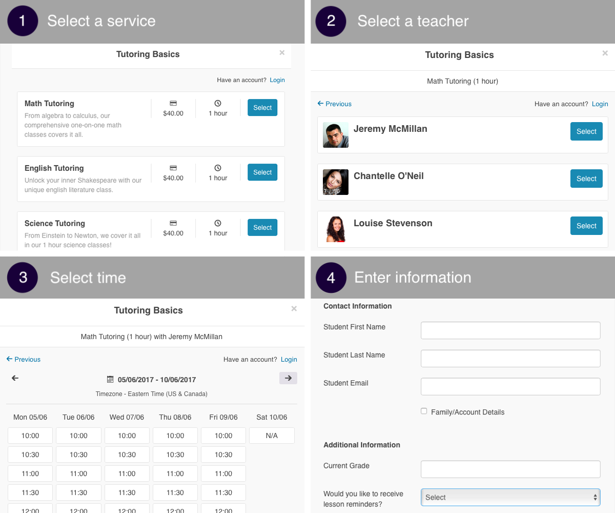 Portal experience example for students and parents
