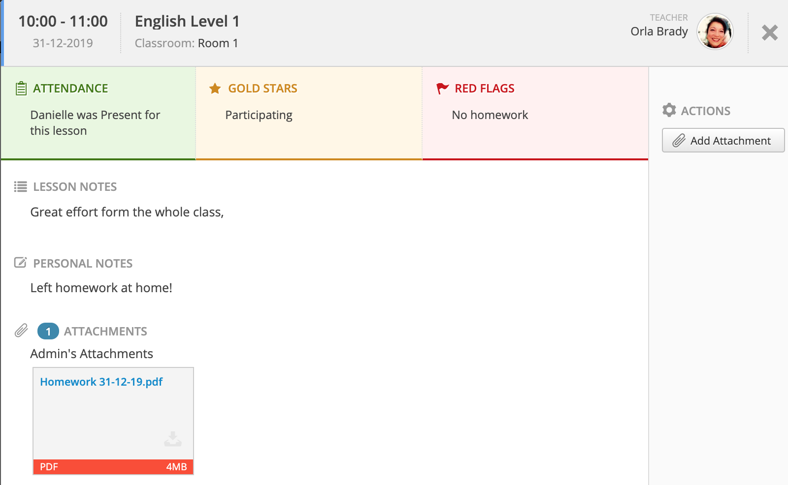 Portal experience example for students and parents