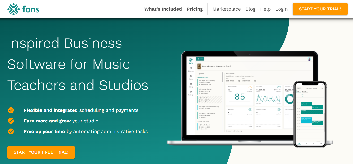 Fons homepage screenshot