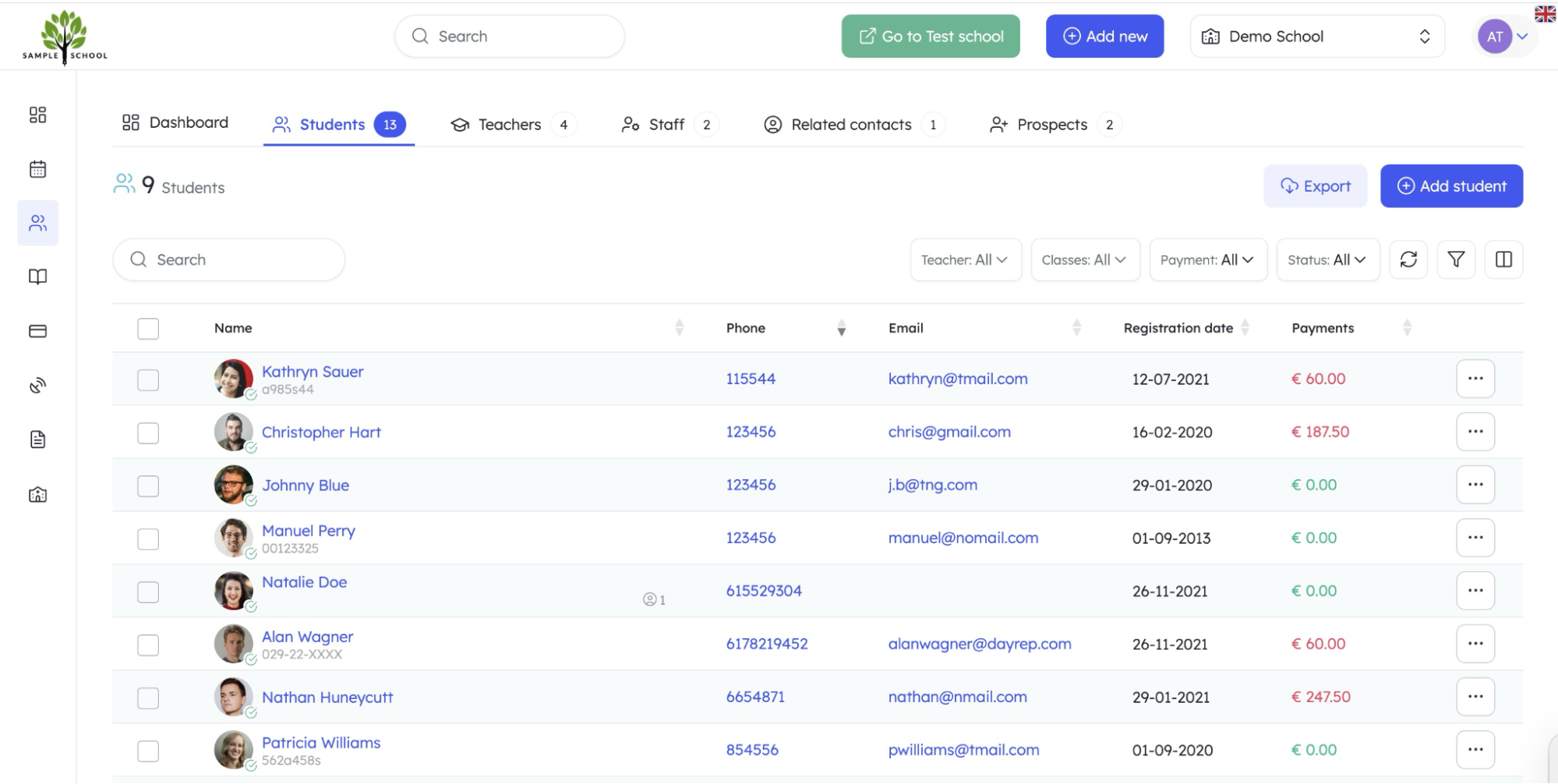 Teach 'n Go student and prospect management
